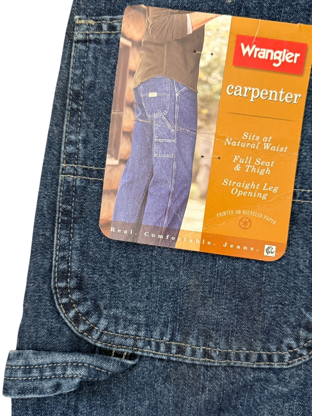 NWT VTG Wrangler Carpenter Jeans Relaxed Straight 34x34 Raw Hem 31L Skater - Picture 4 of 16